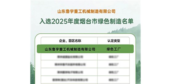 山東魯宇重工機(jī)械制造有限公司榮耀加冕，綠色制造再創(chuàng)輝煌！